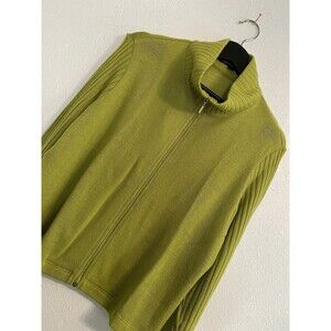 Robert Krugman L Women’s Cashmere Blend Sweater, Lime Green, Full Zip, C9